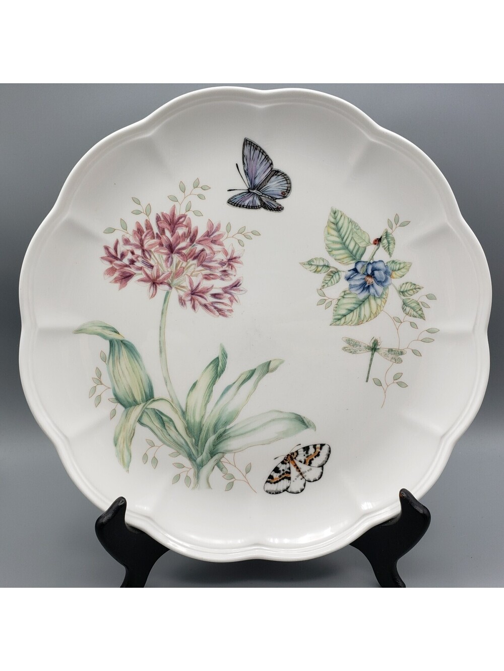 Lenox Butterfly Meadow Dinner Plate Eastern Blue Porcelain Dragonfly Bug 10 7/8"